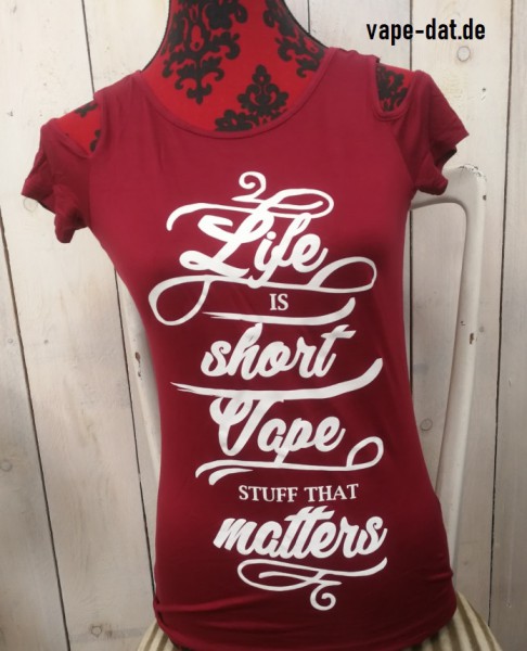 VAPE STUFF THAT MATTERS Ladies Shirt burgundy cutted shoulders